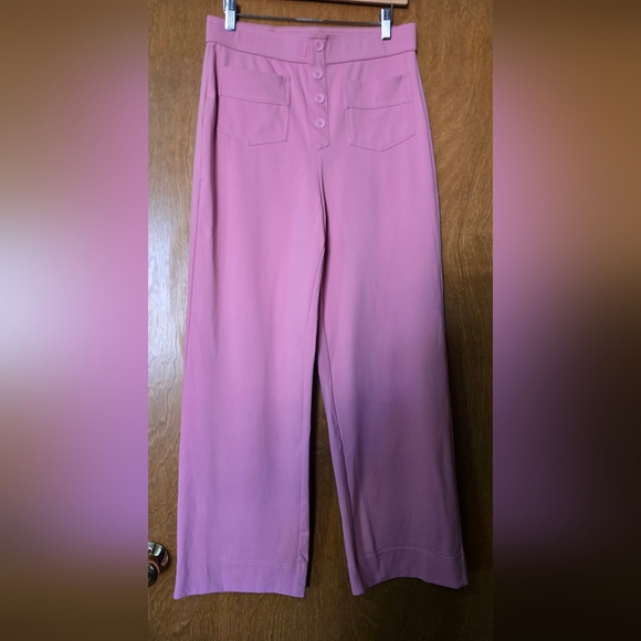 Halara Large L Day Stretch High Waist Pants Pockets Leg Pink Buttons - Picture 2 of 8